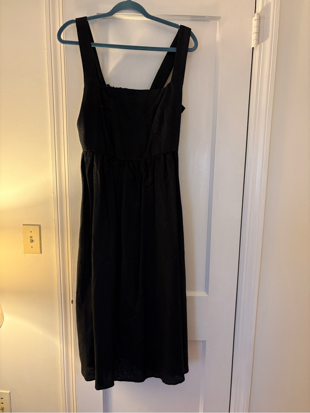 Quince Black Square-Neck Midi Dress